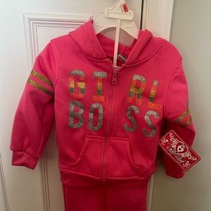 Two pink hot pink sweat suit. Brand new. Never worn